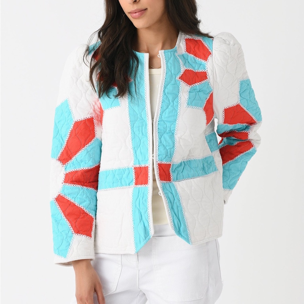 RHODE Sabrina Organic Cotton Jacket Quilted Daisy Floral Patchwork Large - $495 - Picture 4 of 11